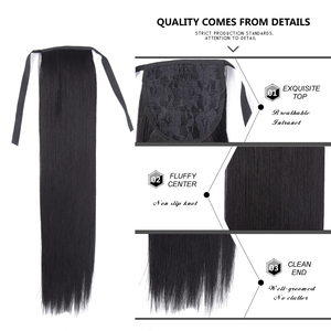 AliLeader Offre Spéciale en gros 20 "Soyeux Droit Queue de Cheval Pièce de Cheveux Pure Color Clip in Hair <span class=keywords><strong>Ponytail</strong></span> Extension de Cheveux pour les Femmes - Product Image 4