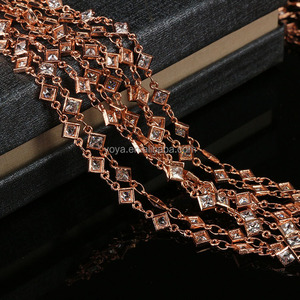 Catene a <span class=keywords><strong>Rosario</strong></span> BC1165 con Zirconi Cubici Ovali, Triangolari, Rotondi e Rettangolari per Collane Choker - Product Image 4