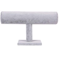 Présentoir en Velours et Bois pour Bijoux de Mode, Support pour Bracelets, Joncs, Montres et Colliers, Barre en T