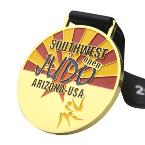 Médaille personnalisée en alliage de zinc émaillé, plaquée or, pour la course 5K, récompense sportive de judo - Product Image 6