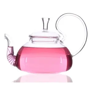 Tất cả Trong Một Pyrex Sản Xuất Bia Trà Lá Glass Teapot Với Infuser, Glass Warmer Set