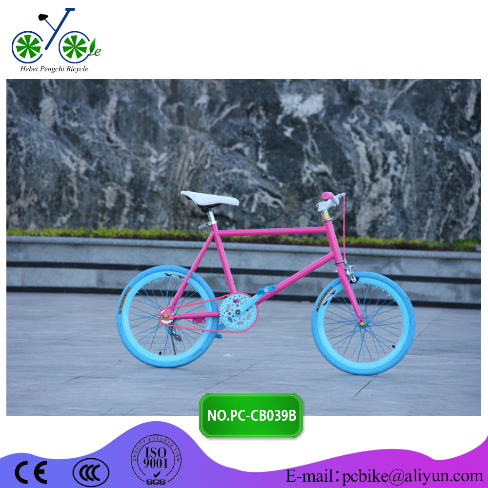 Розовый алюминиевый сплав леди fixed gear велосипед
