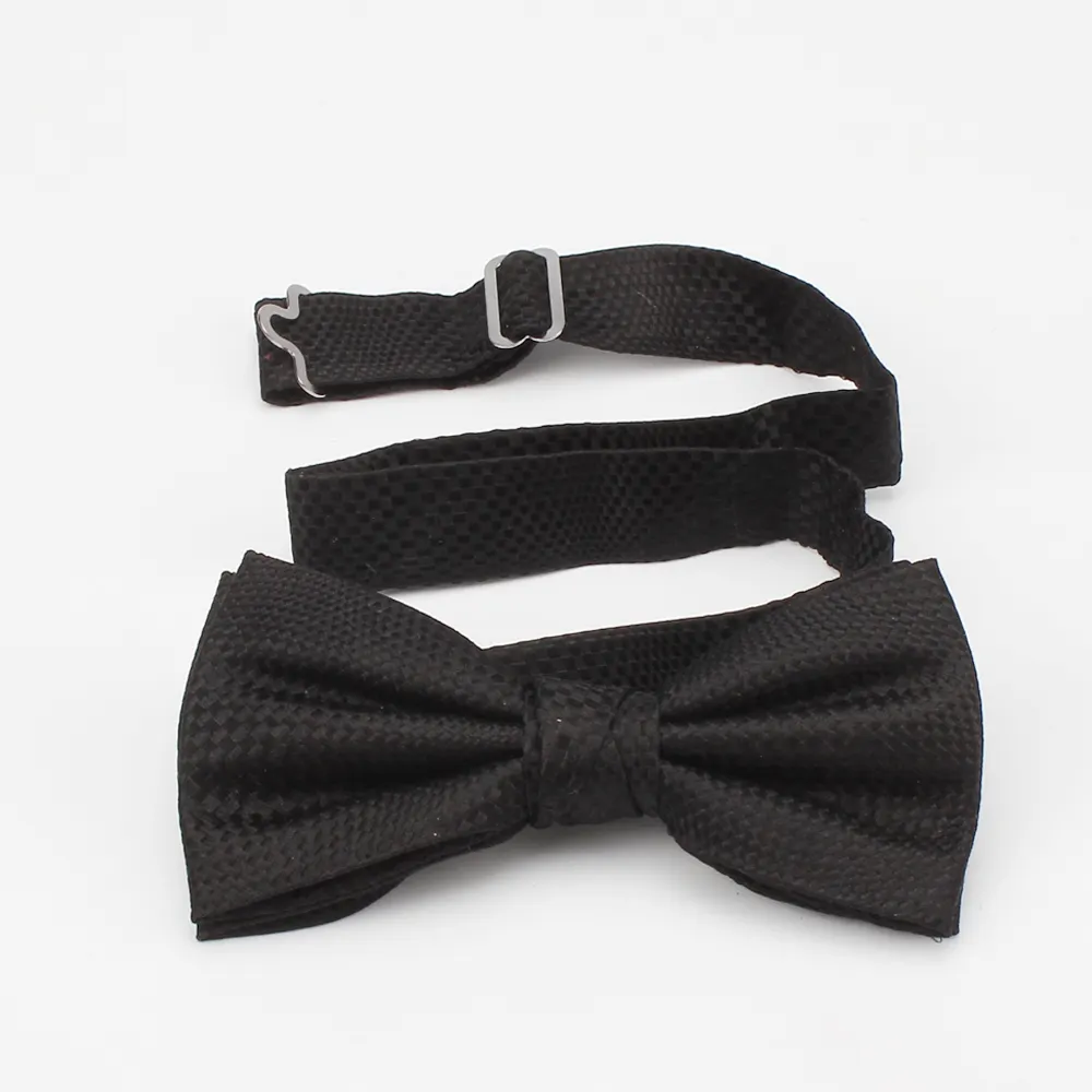 Manufacturer Solid Black Rib Assorted Hand Made Jacquard Woven Bow tie 100% silk Bow For Mens
