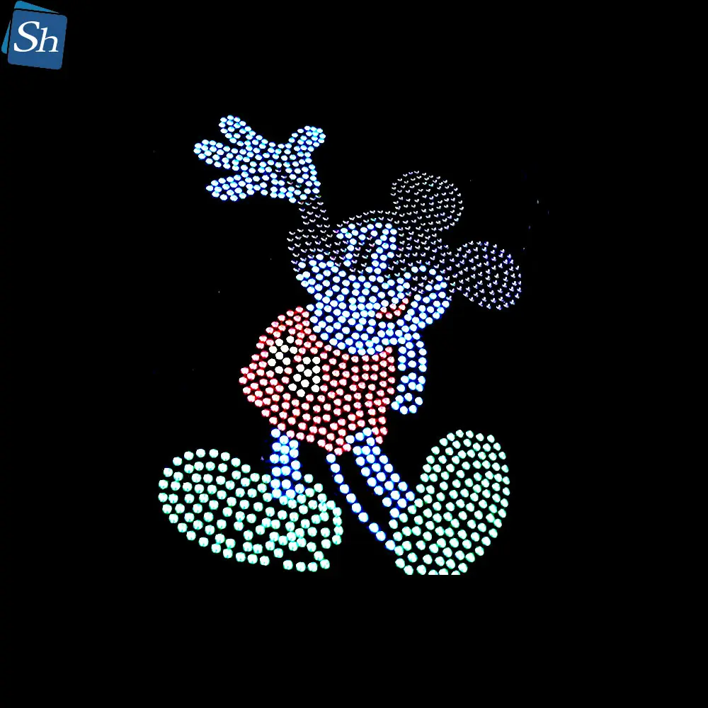 Fashion Mickey Ontwerp Hot Fix Motief Ijzer Op Rhinestone Transfer Heat Transfers Voor Meisje Kleding