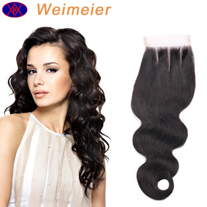 Top grade best brazilian body wave virgin human hair closure piece with lace closure