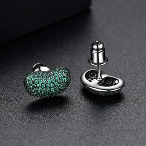 LUOTEEMI Coréen Mignon Vert Émeraude Boucles D'oreilles Pois Forme Minuscule Vert Zircon Cubique Pavé Diamant Filles Boucles D'oreilles - Product Image 6