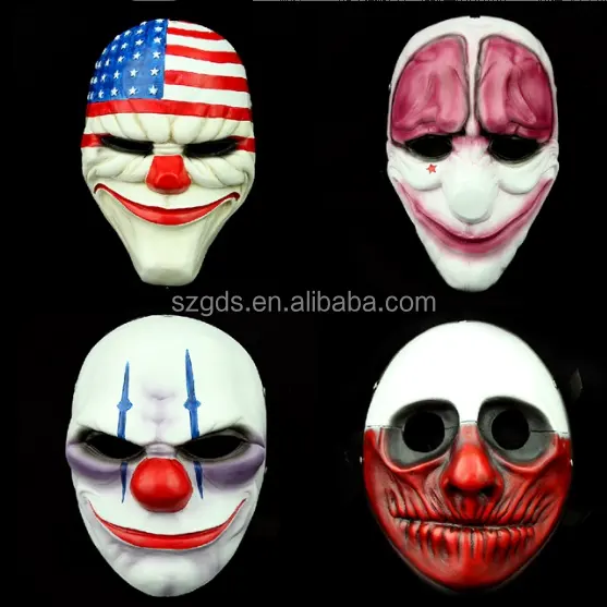 Rifornimento della fabbrica 2015 prezzo più basso resina halloween maschera cosplay di giorno di paga 2 maschera di Dallas/catene/Hoxton/lupo)