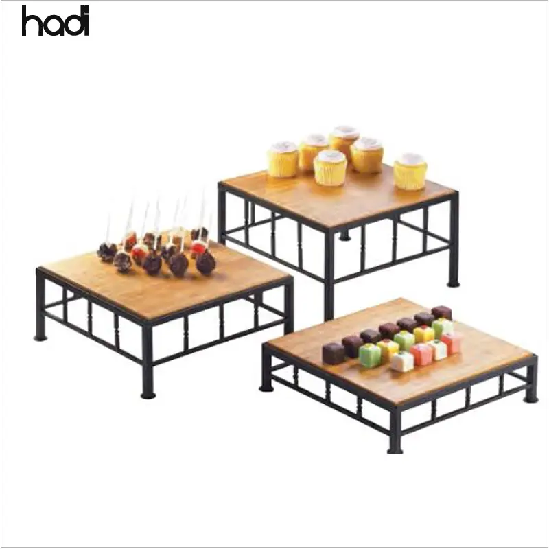 Soporte de madera para decoración de mesa de postre, soporte cuadrado para Tartas, soporte de buffet para catering, uso en restaurante en Dubái