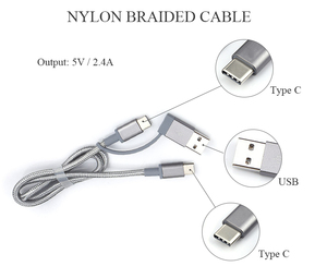 Práctico y conveniente para llevar a 1 m nylon trenzado usb 5 <span class=keywords><strong>v</strong></span> 2.4a tipo <span class=keywords><strong>c</strong></span> cable de datos del teléfono - Product Image 4