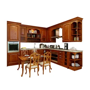 Thailand oak classical kitchen cabinet design