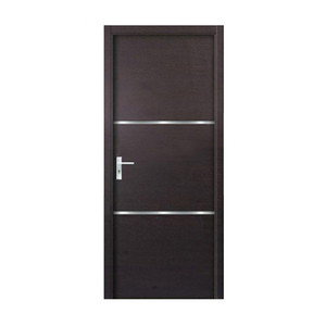 Porte battante à âme en bois massif moulé au design moderne, isolation phonique, revêtement composite en feuille noire, finition mélamine intérieure - Product Image 6