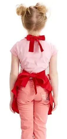 Có thể điều chỉnh vành đai cổ chịu nhiệt màu đỏ bông bếp Tạp dề của phụ nữ trẻ em găng tay lò Set-đáng yêu đan Polyester Acrylic mùa đông