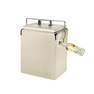 Enfriador de metal de 17L, cajas de refrigeración retro vintage personalizadas, color blanco, para picnic, playa, camping - Product Image 5