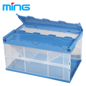 Transparent folding collapsible plastic crate