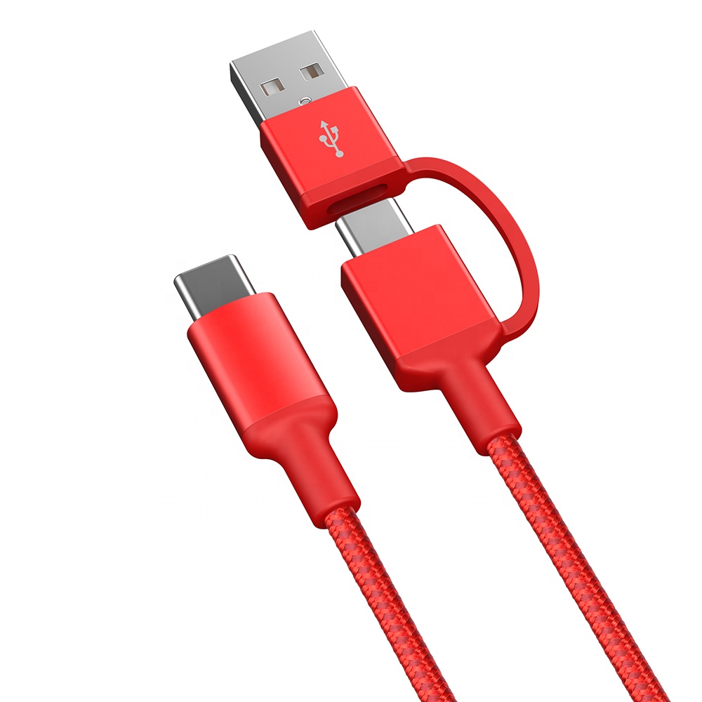 Cavo USB C doppio a 3 porte rosso