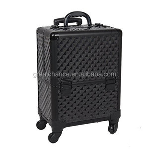 Valigia Professionale <span class=keywords><strong>per</strong></span> Trucco con Ruote, Trolley <span class=keywords><strong>per</strong></span> Cosmetici (Nero a Quadri) - Product Image 5