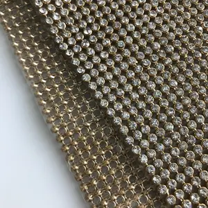 Bling Bling Metal Base Warmteoverdracht Kristal Mesh Trimmen Roll Hotfix Strass Vel Voor Kleding