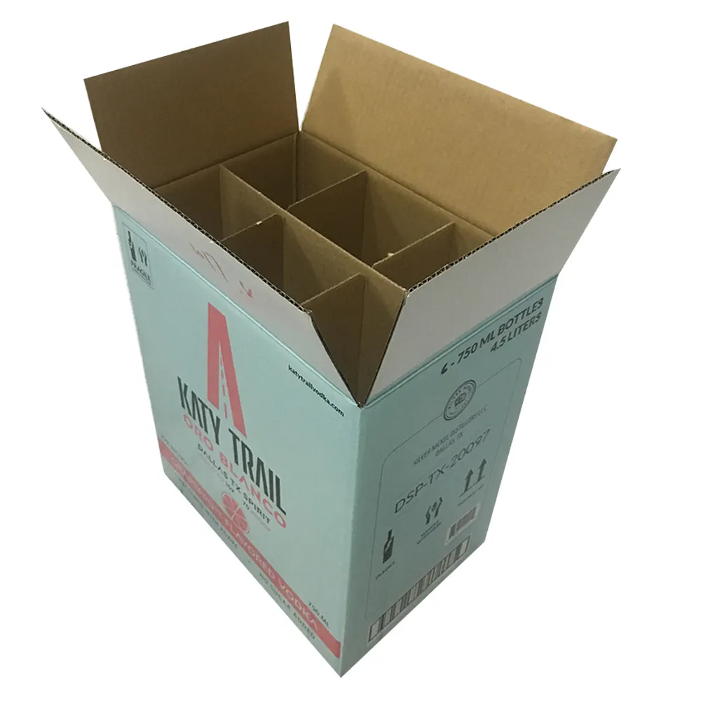 Geri dönüşümlü kağıt oluklu 6 şarap şişesi kutusu şarap ambalaj kutuları şarap kutuları ambalaj