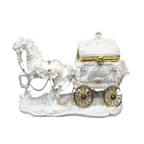 Boda Tema de resina caballo transporte caja de joyería