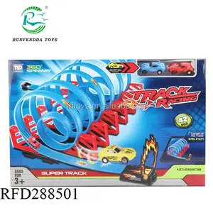 High Speed 360 Degree Racer Car Toy Pull Back Rail Car With Two Car