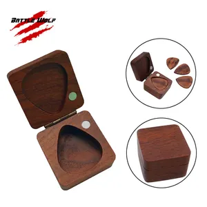 2022 New Style Easy To Carry 3-10Pcs Wood Guitar Pick Box Case Holder Wood Support Custom