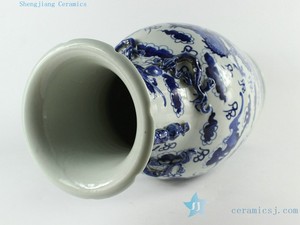 RZCM03 بوصة ديكور منزلي جينغدتشن تنين صيني مزهرية زهور سيراميك زرقاء وبيضاء - Product Image 3
