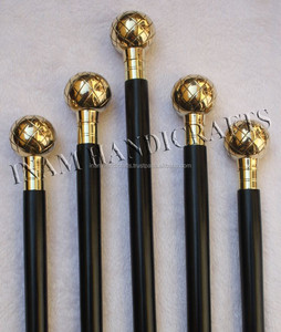 ไม้เดินมือจับลูกบอลทองเหลือง,ไม้เท้าแกะสลักด้วยมือไม้เท้าและไม้เท้าโบราณ - Product Image 1