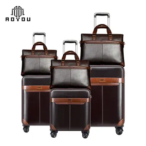 Valise à roulettes avec valise en cuir pour homme, 3 ensembles, professionnelle, meilleures ventes,