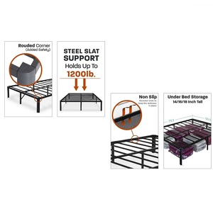 14 Inch Cao Nền Tảng Kim Loại Giường Khung Thép Slat Twin Full Nữ Hoàng Vua Kích Thước Giường - Product Image 6