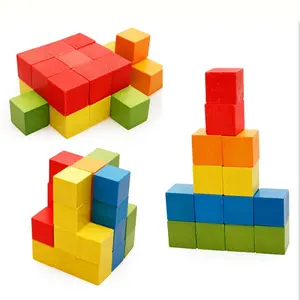 Wholesale 100 Cubes Beech Wooden Square Blocks Montessori Teaching Educational Toys