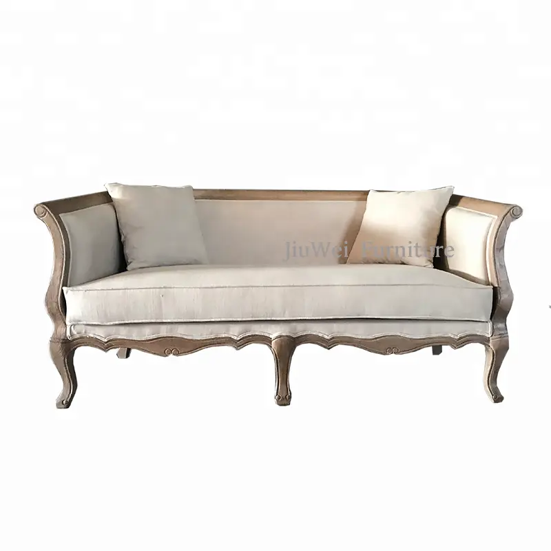 I più venduti a basso prezzo francese Provincail classico divano da salotto in legno per matrimoni mobili da soggiorno divano a 3 posti