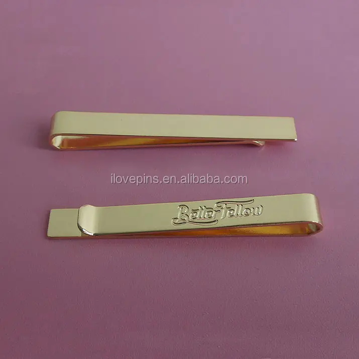 shiny polish brass material gold plating custom engraving logos money clip holder