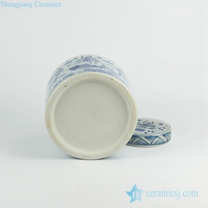 RZKY08 coperchio Piatto blu e bianco coppia <span class=keywords><strong>di</strong></span> <span class=keywords><strong>pesce</strong></span> disegno a mano porcellana coffee bean container jar - Product Image 5