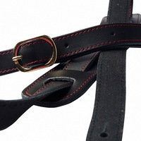 Sangle de guitare en cuir véritable de haute qualité en noir PP pour guitare électrique et basse Série S889