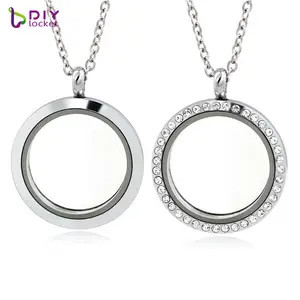 Bán Buôn Hợp Kim Từ Glass Floating Charm Locket Vòng Cổ, Rõ Ràng Lockets Đối Với Trang Sức Làm LSFL053-54