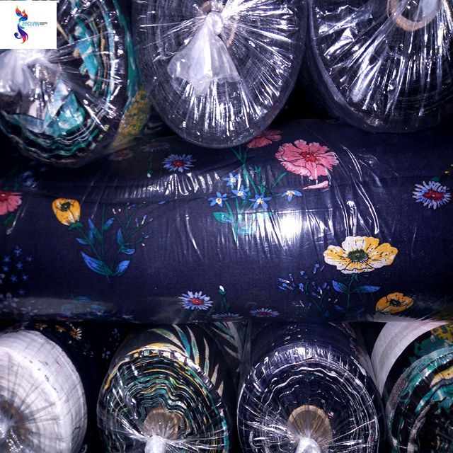 High quality stretch 100% rayon printed fabric stocklot for garments