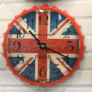 Tùy Chỉnh 3d Embossed Kim Loại Cổ Điển Tường Trang Trí Bia Chai Cap Shape Tin Đăng Đồng Hồ - Product Image 4