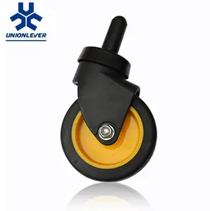 Industrial 3 Inch M6 Stem Threaded PP Core Rubber Caster Wheel For Mop Squeezed Bucket