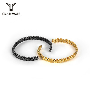Craft Wolf phụ kiện thời trang vàng bạc trang sức liên kết bện xoắn cáp thép không gỉ <span class=keywords><strong>Rope</strong></span> Bangle Vòng đeo tay cho người đàn ông Phụ nữ - Product Image 4
