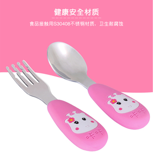 Pinkah Wholesale Silicone Handle Sleeve Baby <strong>Kids</strong> Children Spoon and Fork Stainless Steel <strong>Cutlery</strong> - Product Image 4