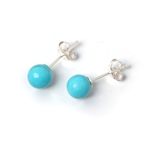 6mm Natural <strong>Turquoise</strong> <strong>Earrings</strong> With 925 Sterling Silver <strong>Studs</strong> Semi Precious Gemstone <strong>Stud</strong> <strong>Earrings</strong> - Product Image 5