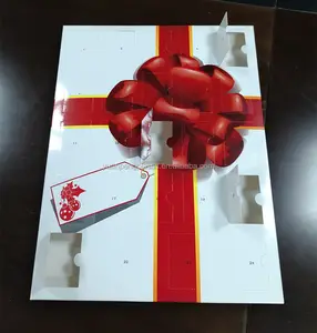 Kotak Kemasan Kalender Kedatangan Natal Kustom dengan Baki Sisipan Plastik Berbentuk Vakum untuk Cokelat