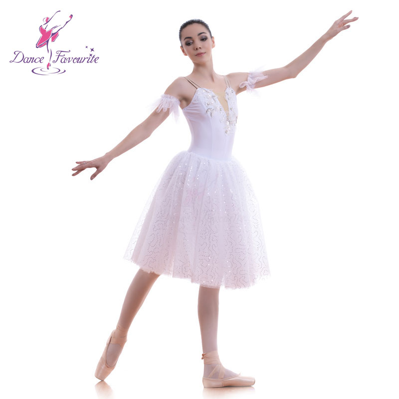 White Ballerina Dance Costume for Women - Long Romantic Ballet Tutu  Performance Wear for Stage & Dance