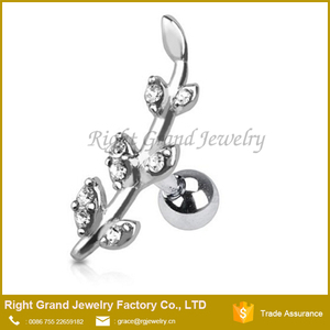 Gemmed Hoa Vine Leaf Vành Barbell Thép Phẫu Thuật Sụn Thanh Helix Piercing - Product Image 2