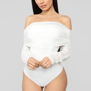 2019 de moda Sexy Body de manga larga de las mujeres de Cintura entallada trajes Top Casual Slim blancos de las mujeres - Product Image 1
