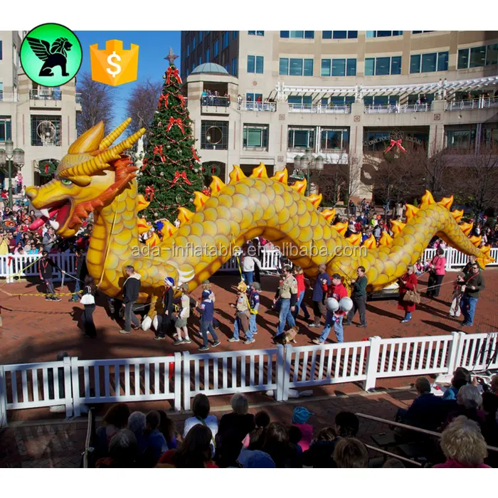 Chinese traditional dragon giant 15m long inflatable yellow dragon for parade ST566