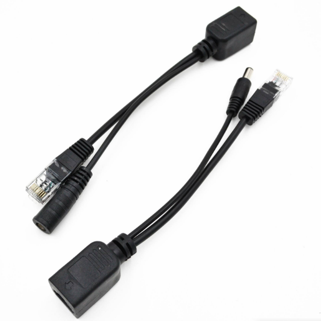 Passive PoE Injector and Splitter Kit with 10/100Mbps RJ45 Network for IP Security Camera 12V ABS Housing 30M Range