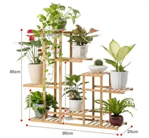 多层竹子植物储物架和搁架单元搁架花盆架支撑木制植物支架室内或室外