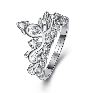 Couronne Zircon Anneaux pour Femmes Bague Réglable En Gros Plaqué Or Rose Mode CLASSIQUE Anneaux De Pierres Précieuses Cuivre Réglage Invisible