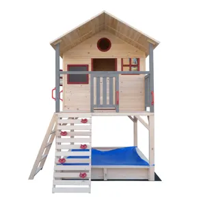 Waterproof Prefab Garden <strong>Cheap</strong> Children Outdoor Kids <strong>Wooden</strong> <strong>Playhouse</strong> with Plastic Slide - Product Image 3